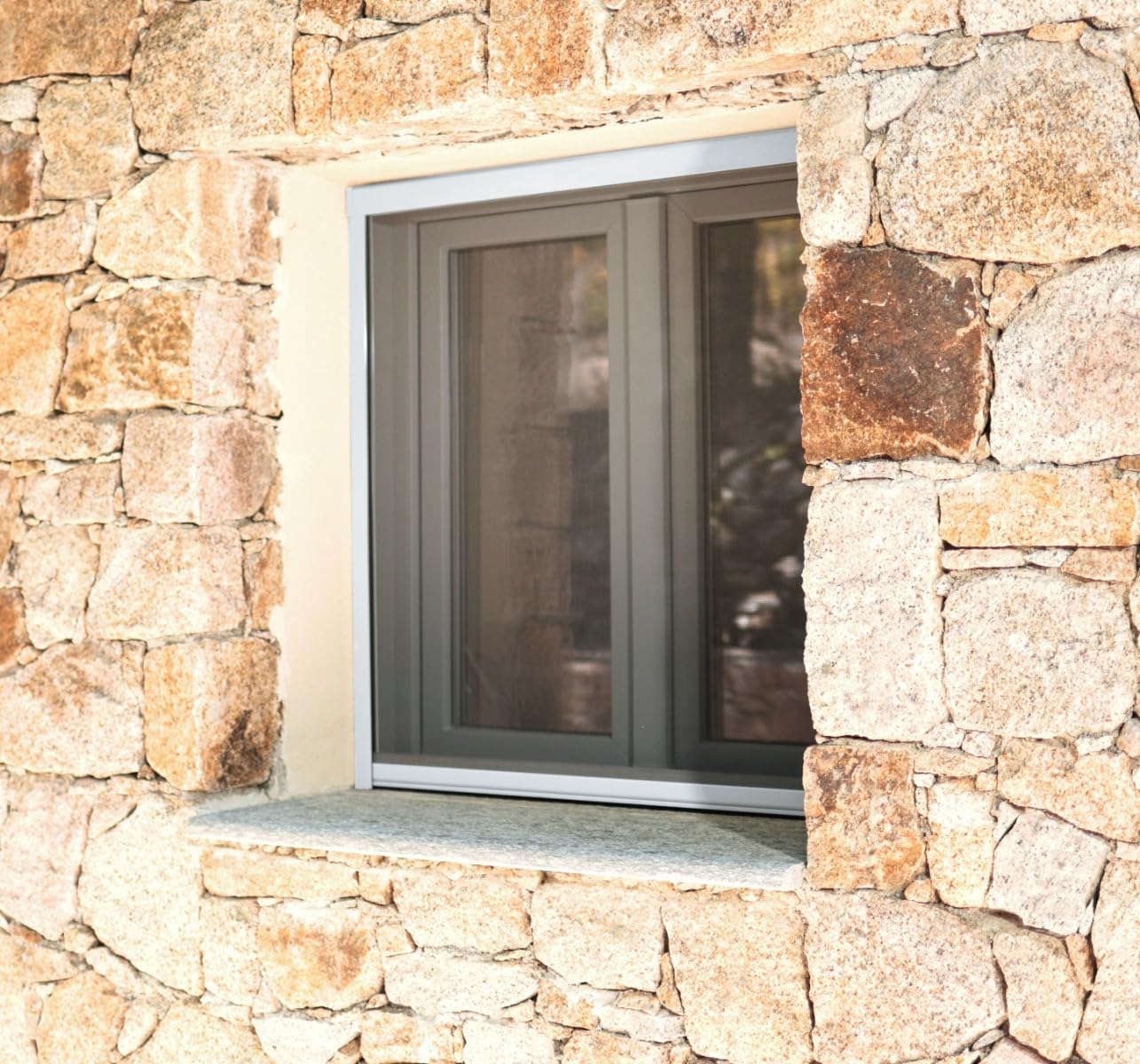 Avosdim Insektenschutz-Rollo für Fenster, Aluminium, Luxus, Höhe 220 x Breite 150 cm, zuschneidbar, Weiß strukturiert 9010, Schutz gegen Insekten