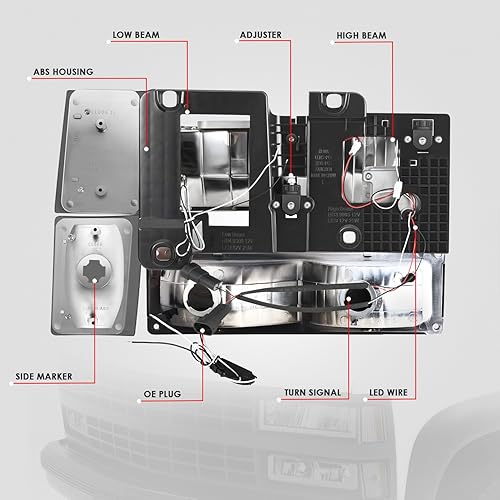 Miniatura 5 de DNA MOTORING Faro LED DRL estilo U + señal de parachoques + juego de lámparas de esquina compatible con Chevy CK1500-3500 88-93, ahumadoámbar,