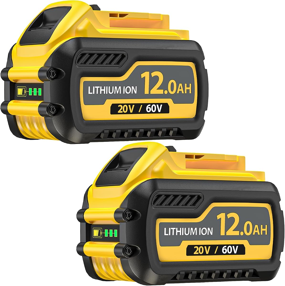 2-Pack 12.0Ah Replacement for Dewalt 20V/60V MAX Battery High Capacity Lithium-ion Battery Compatible with Dewalt DCB606 DCB609 DCB612 DCB200 DCB206 DCB207 Cordless Power Tools