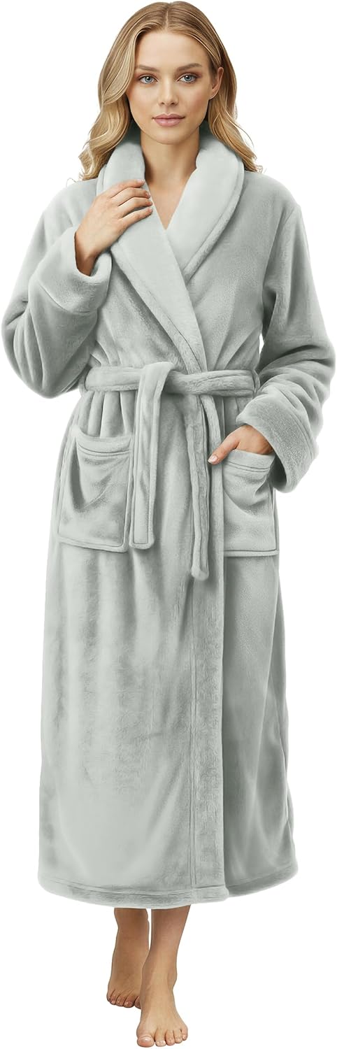 NY Threads Premium Womens Robe, Plush Fleece Long Bath Robe for Women, Fluffy Soft Women's Bathrobe
