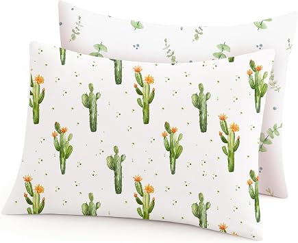 Toddler Pillowcases 2 Pack for 13"x18" Pillow with Envelope Closure, Pillow Case Covers for Boys & Girls, Soft, Breathable, and Stretchy Desert Green