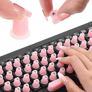 70Pcs Raised Keyboard Stickers for Long Nails with Letters, Universal Nail Art Keyboard Bubbles Adhesive Keyboards for Women Long Nails Pink Typing Bubbles for Office Girls Gaming Accessories