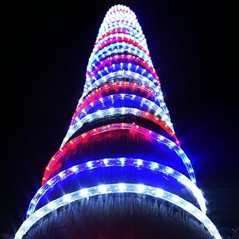 LED Rope Lights 30Feet 324LEDs 120V Waterproof for Indoor Outdoor use IP65 for Party,Camping,Backyard,Fence,Fallway,Stairs,Pond,XMas Decoration,Patriot,Independence Day,4th of JulyRed white blue