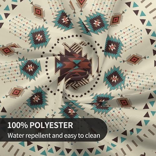 Miniatura 4 de Giwawa Mantel redondo azteca del suroeste de 60 pulgadas, diseño étnico tribal geométrico, estilo vintage, mantel circular bohemio y chic lavable