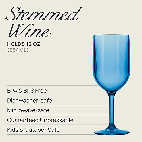 Miniatura 6 de Drinique Copas de vino irrompibles (juego de 4) de 12 onzas, irrompibles, reutilizables, Tritan copas de vino para vino tinto o blanco, transparente