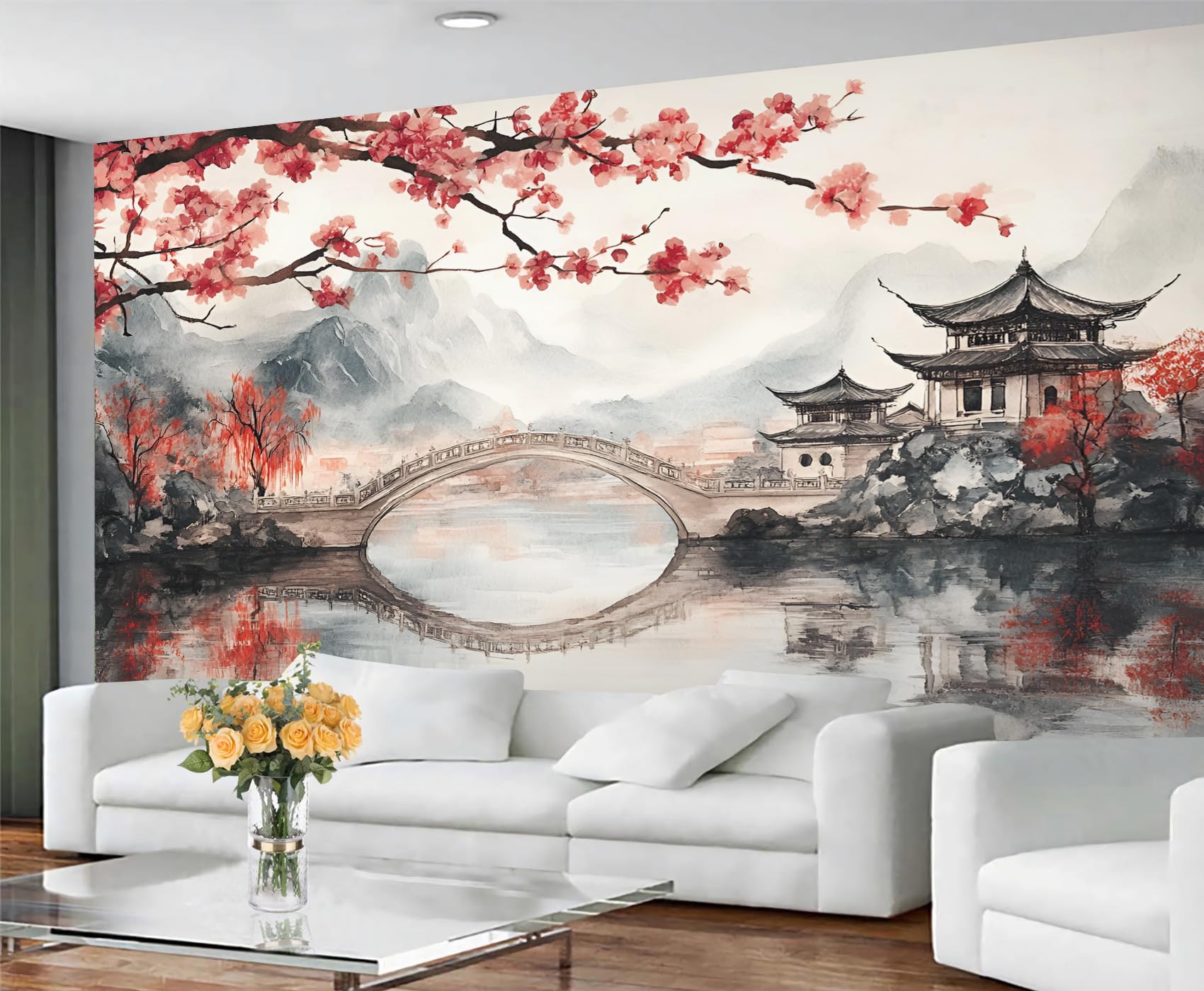 GIVLWF Wallpaper - Landscape Home Decor & Mural, Traditional Japanese Bedroom Wallpaper, Natural Landscapes Wall Paper for Living Room, Large Wall Mural (Not Self-Adhesive) — image 1
