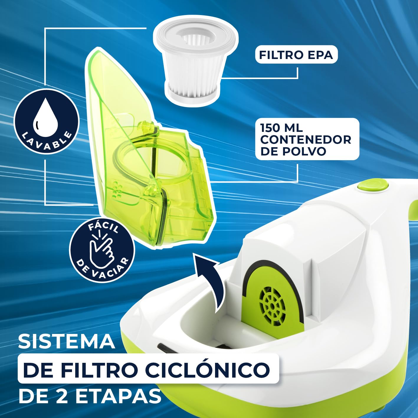CLEANmaxx Aspirador antiácaros | Luz UV-C, Filtro EPA-11 | para alérgicos | Destruye el 99,9% de los ácaros, bacterias y chinches de la Cama