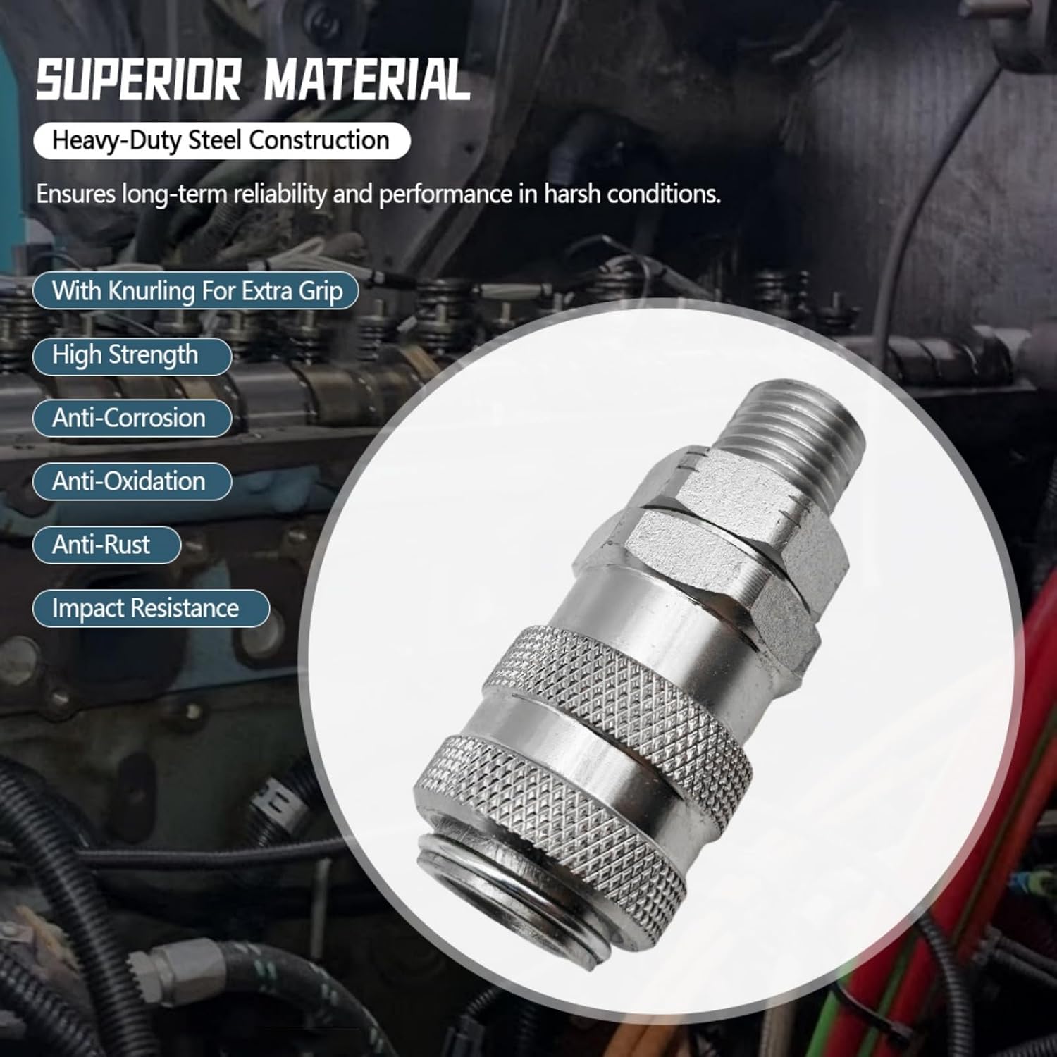 5869-1 & J-47912-QC Fuel System Coupler Fitting Compatible with Detroit Diesel S60 Cummins Caterpillar MBE900 MBE4000 Engines, for Connection to Compu-Check Quick Connect Fitting