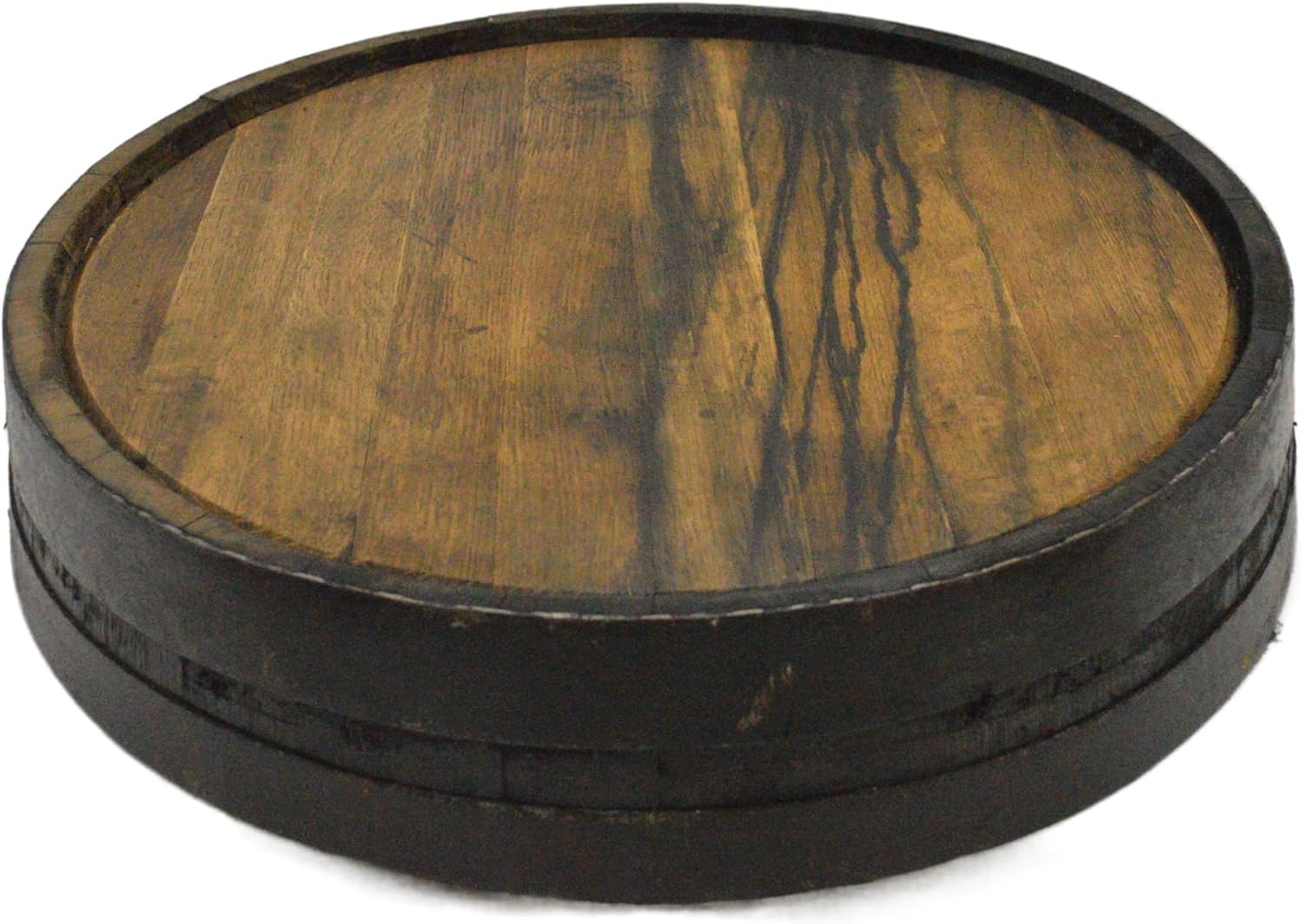 Kentucky Bourbon Whiskey Barrel Display Lazy Susan, Rustic Wood, Handcrafted from Authentic Aging Barrels