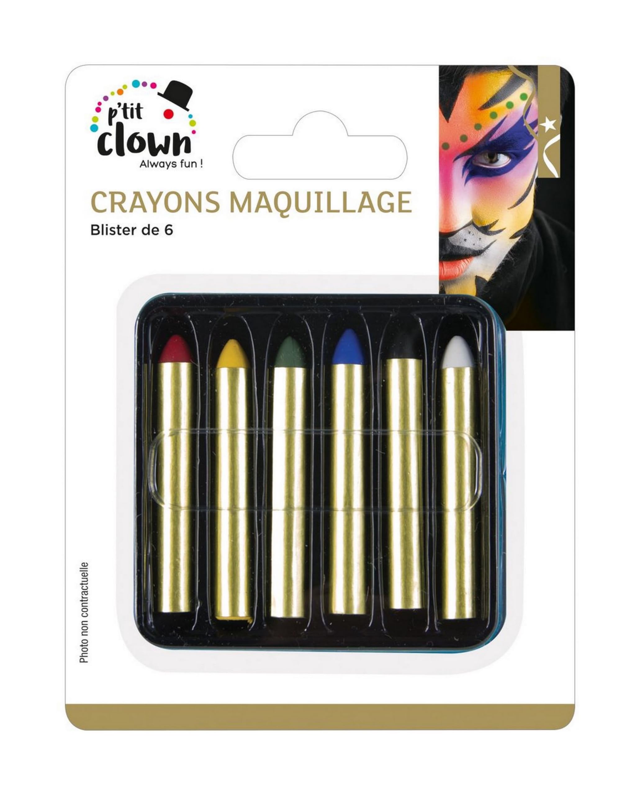 Lot de 6 Crayons Gras Maquillage Visage Lavable Non Toxique Enfant Adulte Halloween Carnaval
