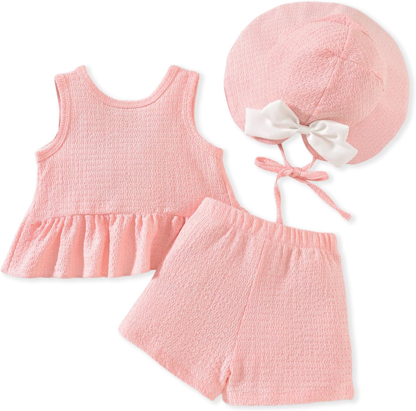 0-24 Months Baby Girl Summer Clothes Infant Toddler Sleeveless Vest Bowknot Shirt Tops and Shorts Set Outfits