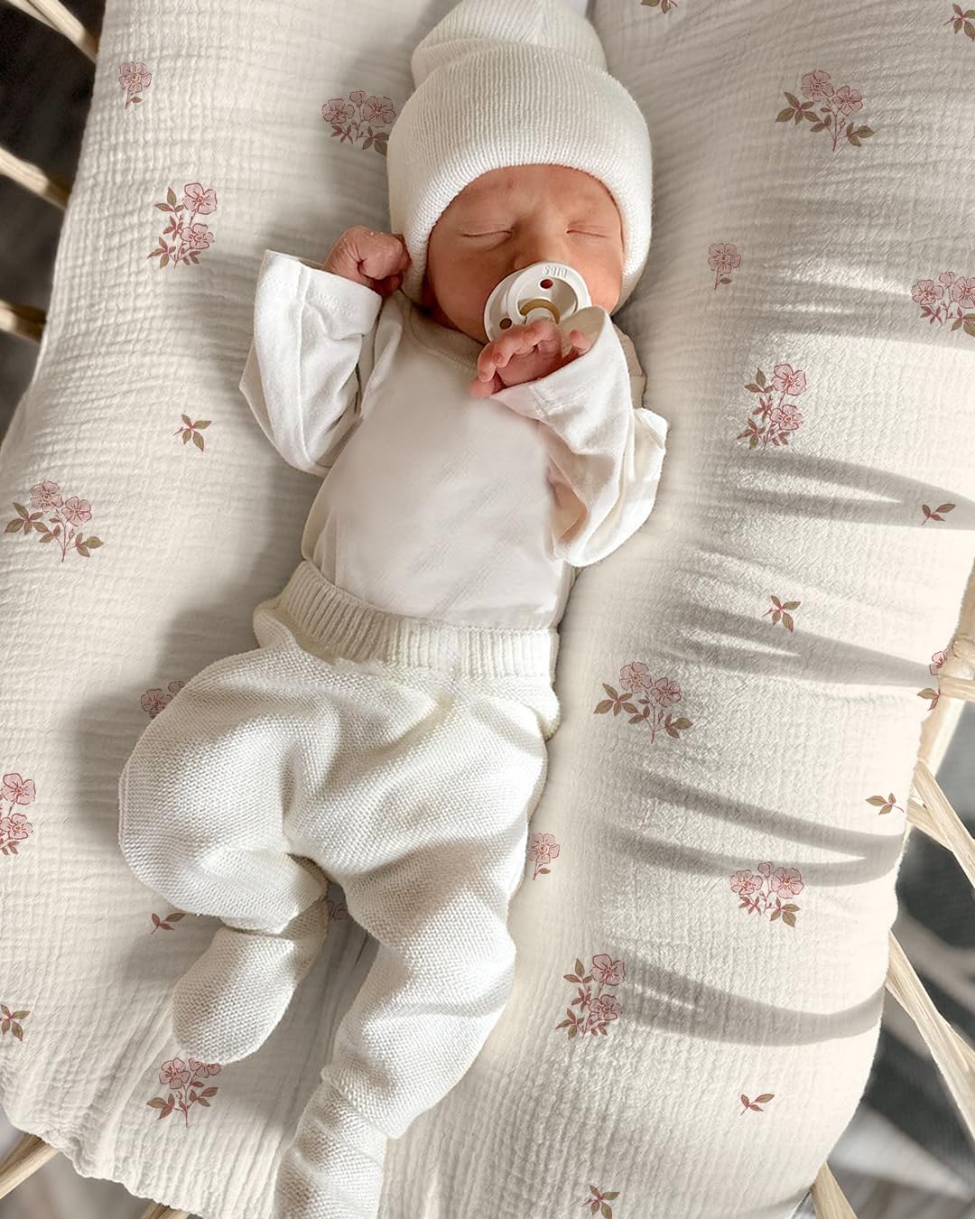 Muslin Baby Lounger Cover 2 Pack, Soft Breathable Newborn Lounger Pillow Cover for Boys Girls Infant (Vintage Blossom)
