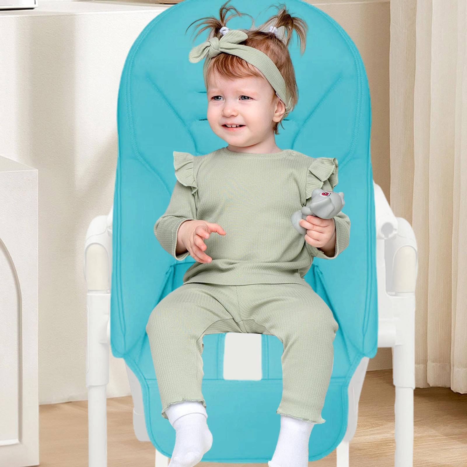 Housse Chaise Haute Pour Bébé Housses De Chaise Haute De Remplacement Et Baguettes D'entraînement Coussin De Chaise Haute Respirant Housse En Cuir PU Pour Chaise De Salle À Manger