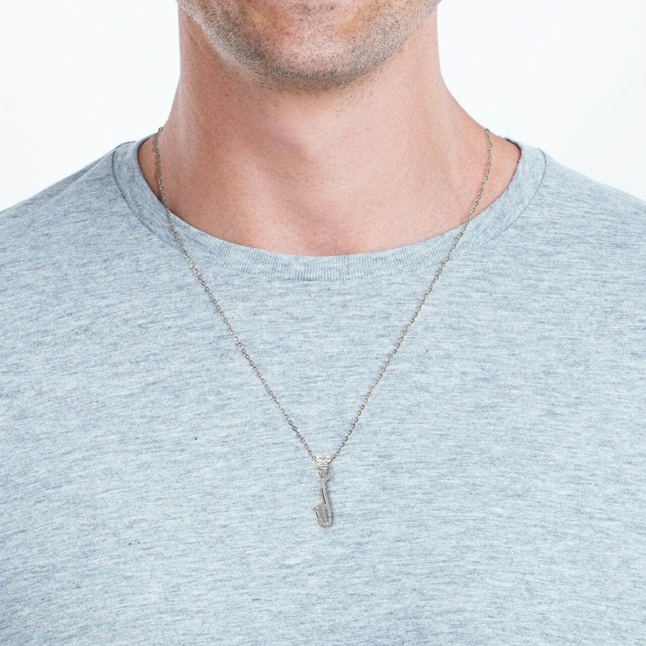 Claddagh Gold Music Jewelry .925 Sterling Silver Dangling Music Charm Brasswind 3D Saxophone Pendant Necklace - Choose Pendant Only or Necklace w/ 16”-22” Chain - Image 3