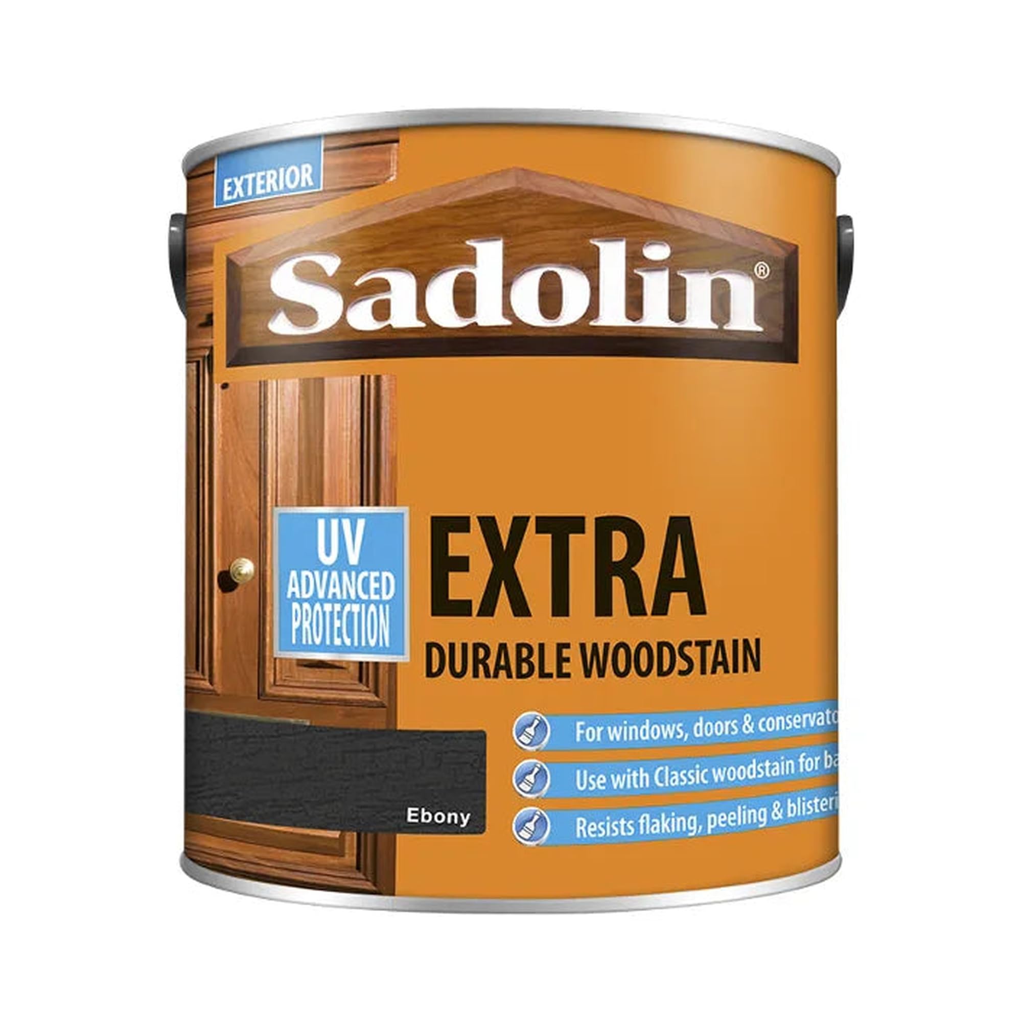 DRW Ebony Extra Durable Woodstain 500ml | Exterior Wood Stain and Protector | Long Lasting Satin Finish for Doors Windows Cladding Joinery and Garden Timber