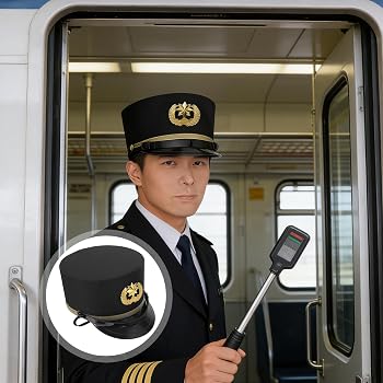 Amazon.co.jp: 大人用鉄道車掌の帽子 機関士のコスチュームキャップ