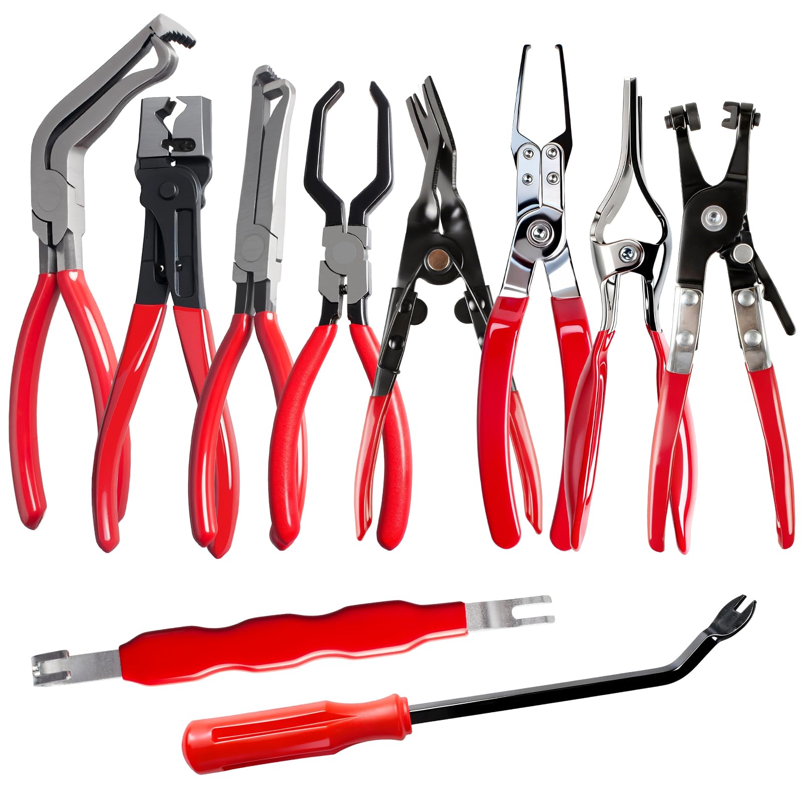 Photo 1 of 10 Pieces Electrical Disconnect Pliers for Cars, Automotive Electrical Plug Connector Disconnect Tool and Connector Separator and Hose Clamp Pliers, Fuel Line Tool and Auto Trim Removal Tool Set