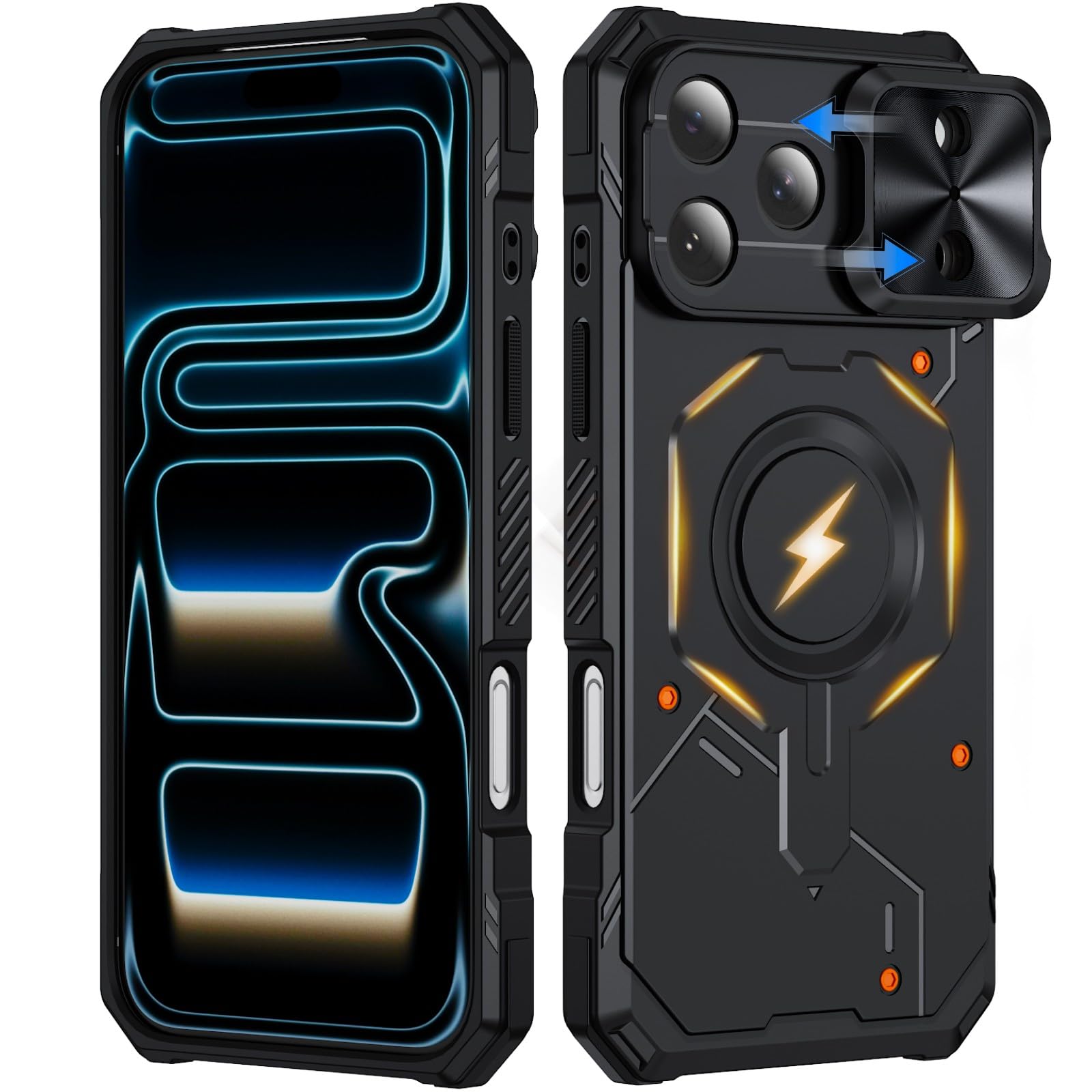 Generic Funda compatible con iPhone 15 (color: negro), a prueba de golpes, magnética, carcasa rígida de silicona