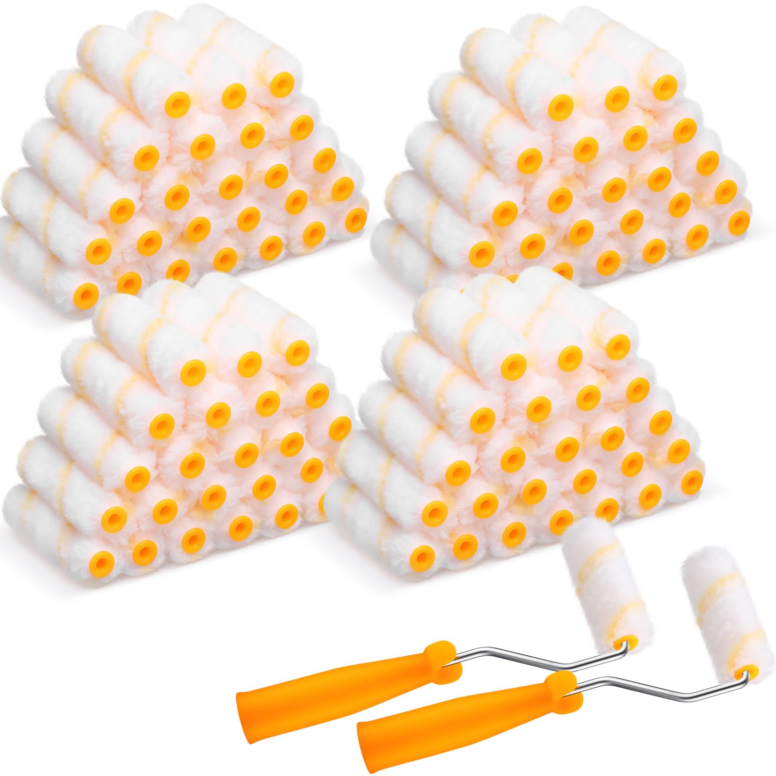 Leumoi 160 cubiertas de rodillo de pintura de microfibra pequeñas de 4 pulgadas con 2 mini soportes de rodillo de pintura de 4 pulgadas para pintar paredes, casa y hogar