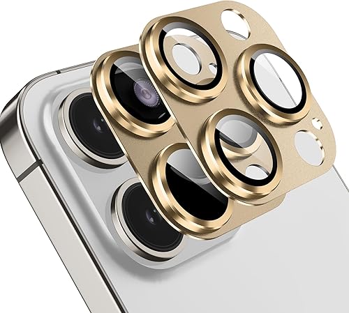 Jeluse Paquete de 2 protectores de lente de cámara para iPhone 15 ProiPhone 15 Pro Max, protección contra caídas cubierta de cámara de vidrio