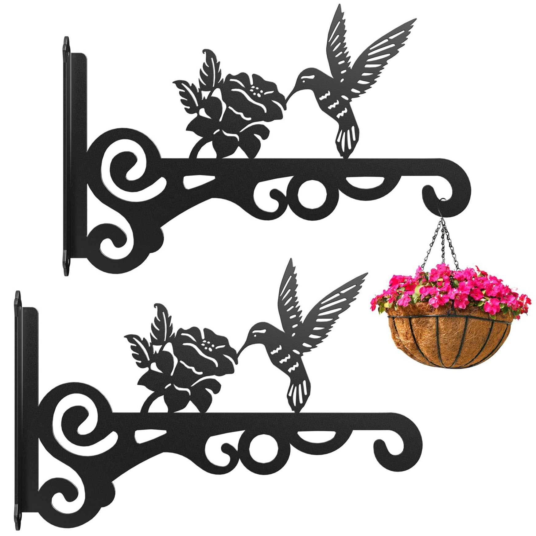 Cintres muraux pour plantes 10 pouces en métal avec motif oiseau x2