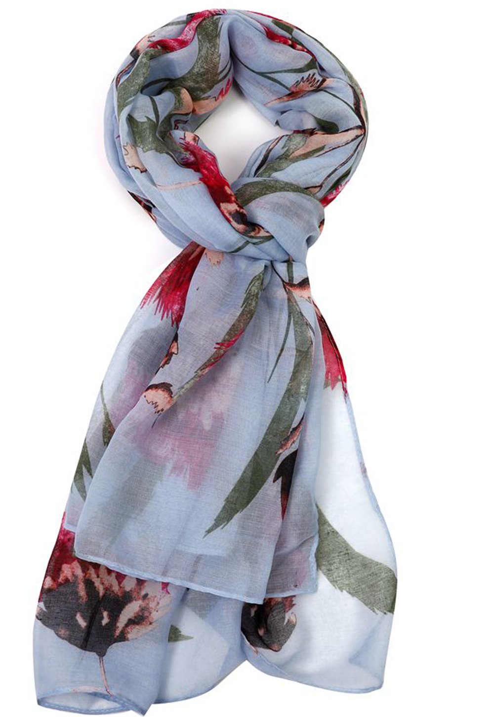 Glamlondon Women's Light Blue Thistle Print Scarf Flower Fashion Floral Shawl Wrap (Light Blue)