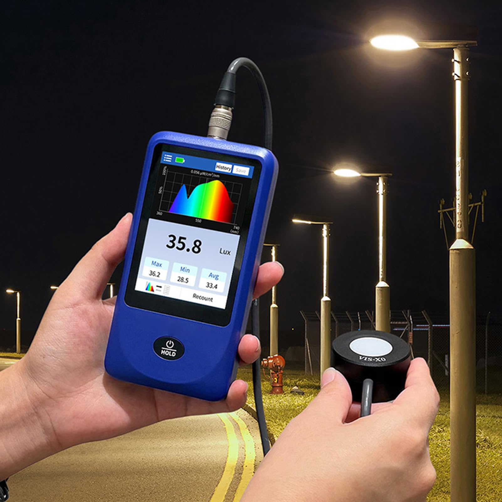 Dioche Spectromètre Portatif de Mesure du Lumineux de Couleur d'éclairement - Appareil de Mesure d'éclairement Multi-paramètres pour la Température de Couleur, le PPFD et l'évaluation des