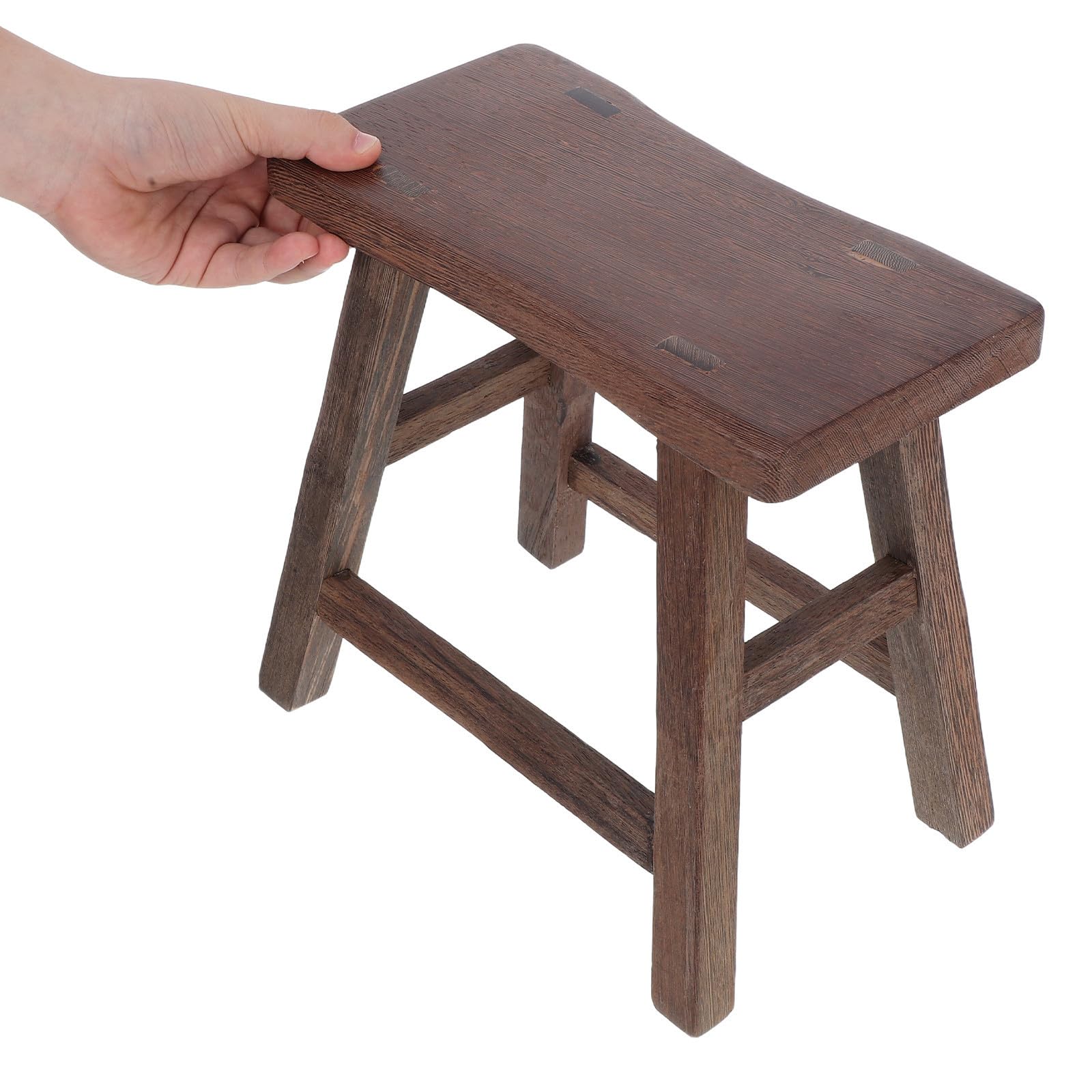 Taburete Infantil de Madera Maciza, Banco Pequeño Curvado de 28 Cm