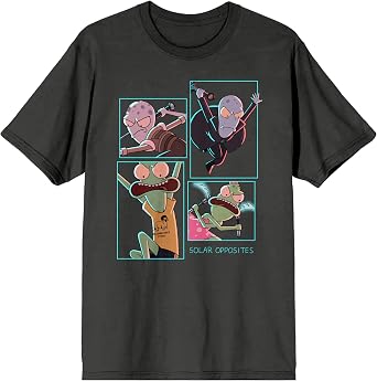 Solar Opposites Group Panels Crew Neck Short Sleeve Charcoal Mens T-shirt
