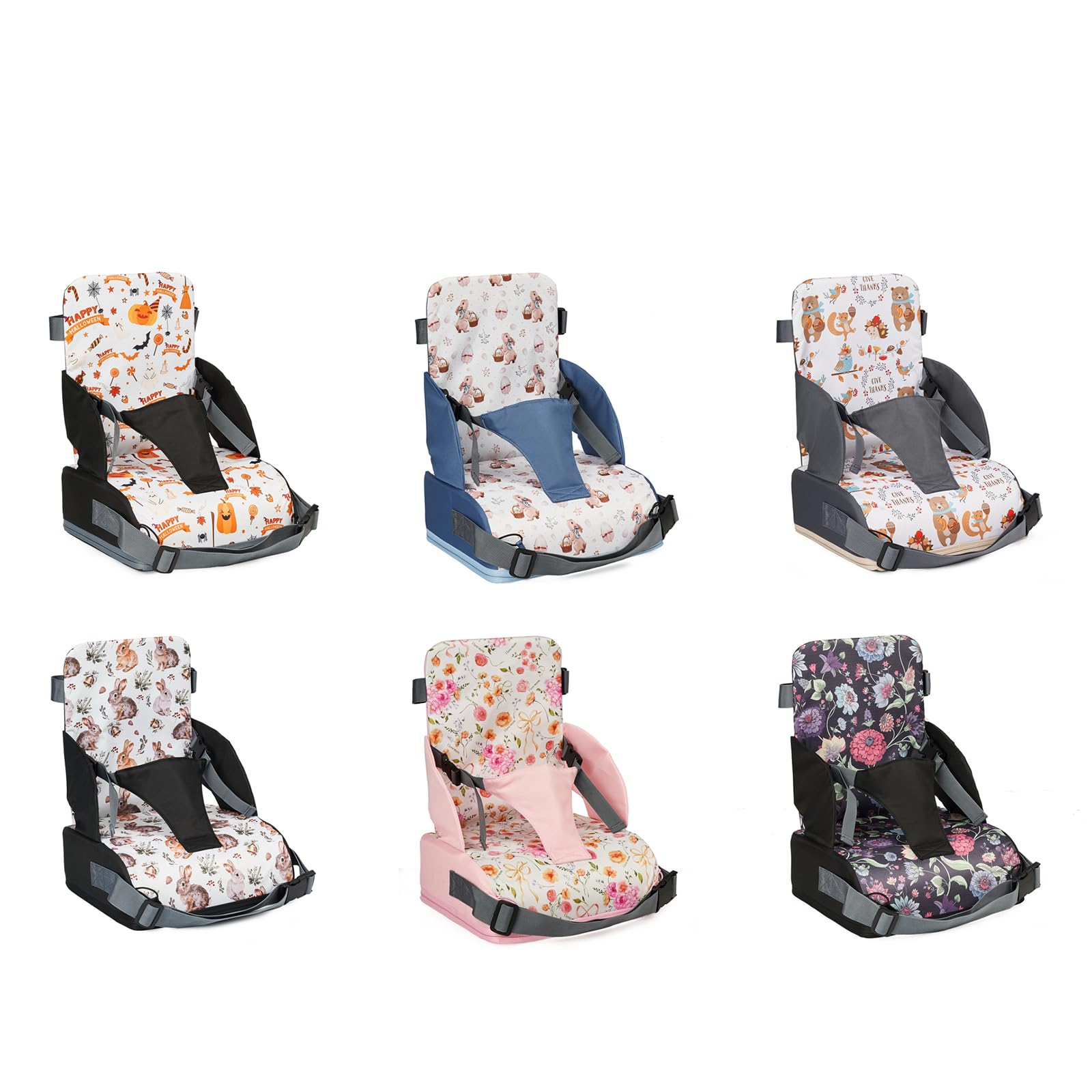 Asiento ajustable para niños pequeños para comer, respaldo protector antideslizante, silla de aumento de altura, asiento plegable portátil
