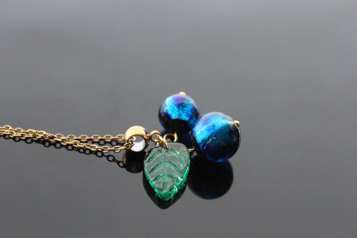 Handmade Blueberry Necklace with Murano Glass Beads