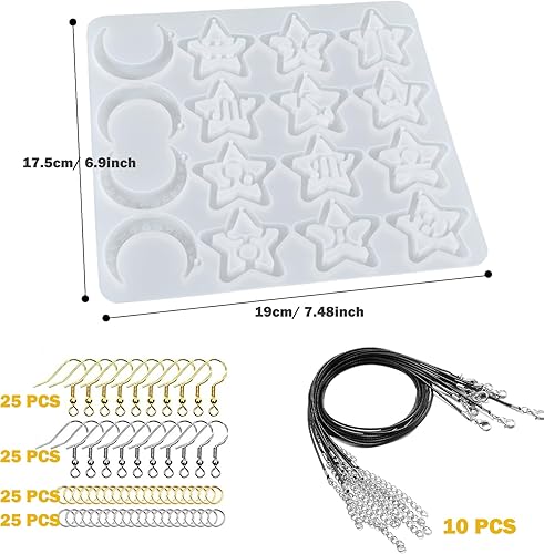 Miniatura 2 de Attuslla Moldes de resina de constelación de silicona para joyas, moldes de silicona colgantes con ganchos para las orejas, anillos de salto, cuerda