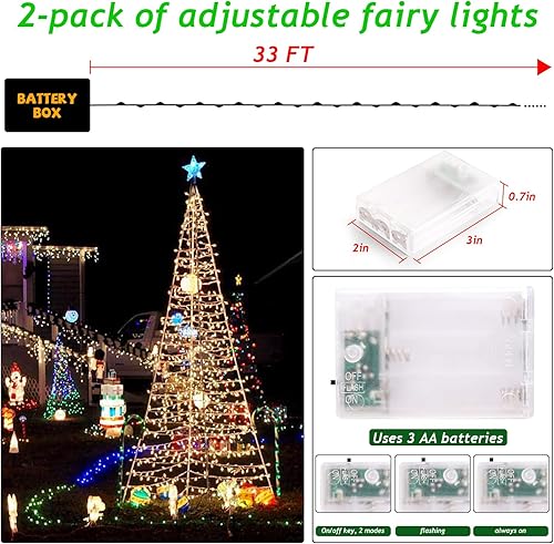 Miniatura 2 de Guirnalda de luces de hadas que funcionan con pilas, 2 unidades de 100 luces LED parpadeantes de 33 pies para interiores y exteriores para