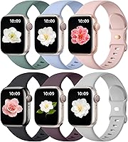 Vista 16 de Maledan Paquete de 6 correas compatibles con Apple Watch de 38mm 40mm 41mm 42mm 44mm 45mm 46mm 49mm, mujeres y hombres, correa deportiva de silicona