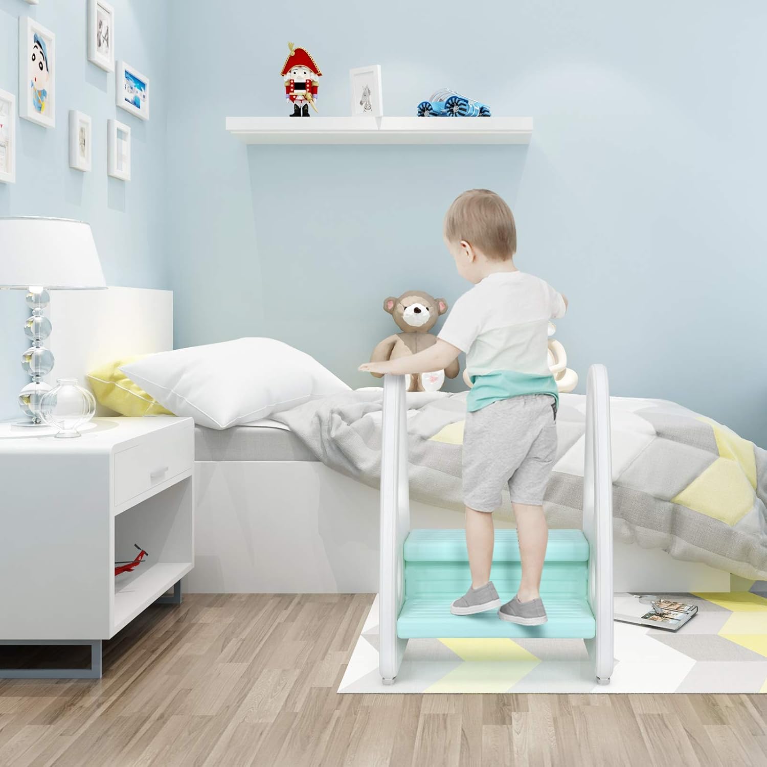 Costzon Kids Step Stool, Toddler Step Ladder for Toilet Potty Training, Kitchen Counter, Bathroom, Two Step Learning Tower w/Non-Slip Design, Safety Handles, 200 Lbs Weight Capacity (Blue) : Baby