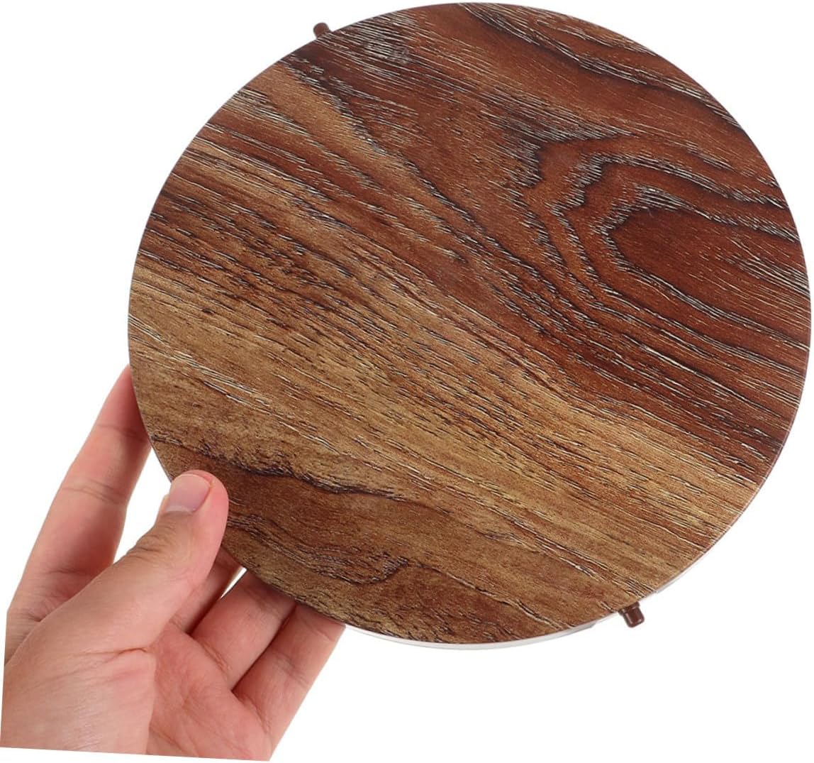 2pcs Wood Grain Look Trash Can Lids Replacement Covers for Medium round Waste Bin, Plastic Sanitation Garbage Can Accessory for Home and Hotel Use