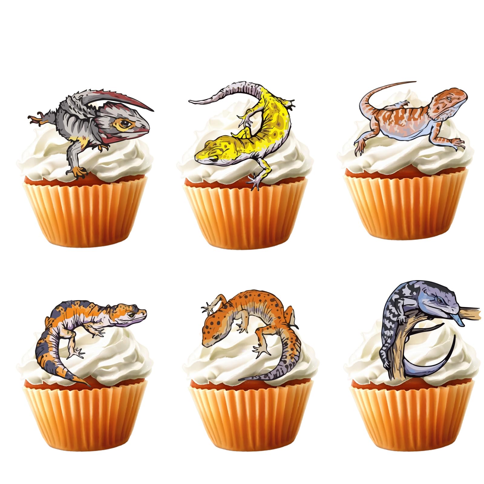 18pcs Leopard Gecko Cupcake Toppers For Boys Girls Reptile...