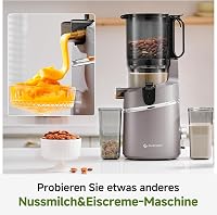 AMZCHEF Automata Gyümölcs- és Zöldségprés 250W - Széles 135mm Adagolónyílás, 1,8L Kapacitás, Hármas Szűrőrendszer, Hidegpréselés, Csendes Mo 8