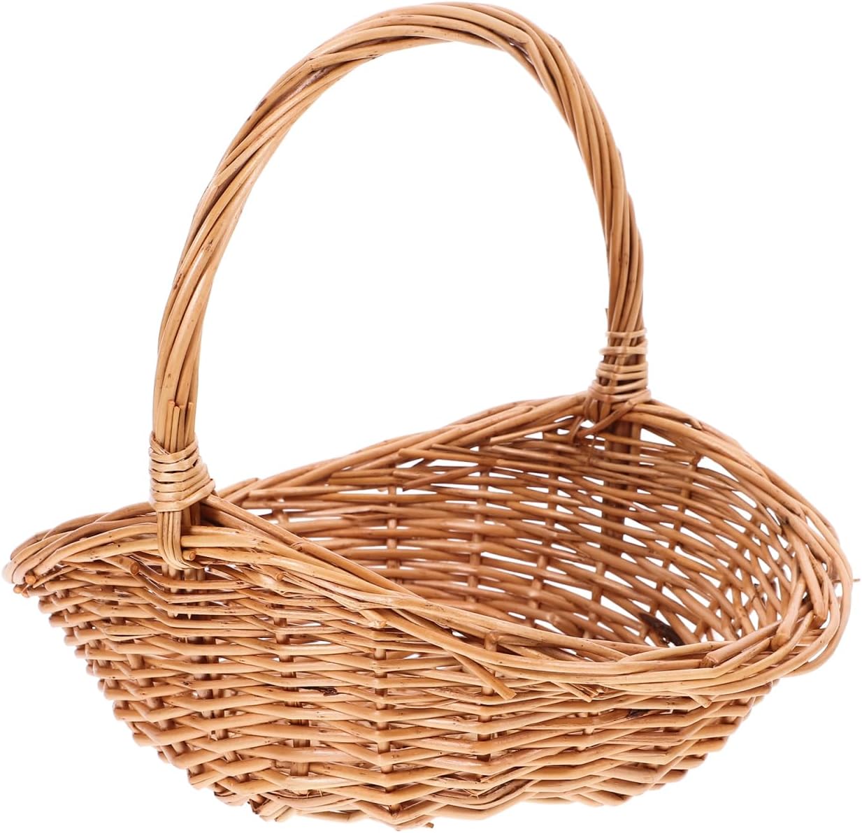 Kisangel Wicker Picnic Basket with Handle, 8.66 x 7.07 x 7.87in Wicker Flower Basket Small Storage for Weddings, Garden Home Fruits Vegetable Decor