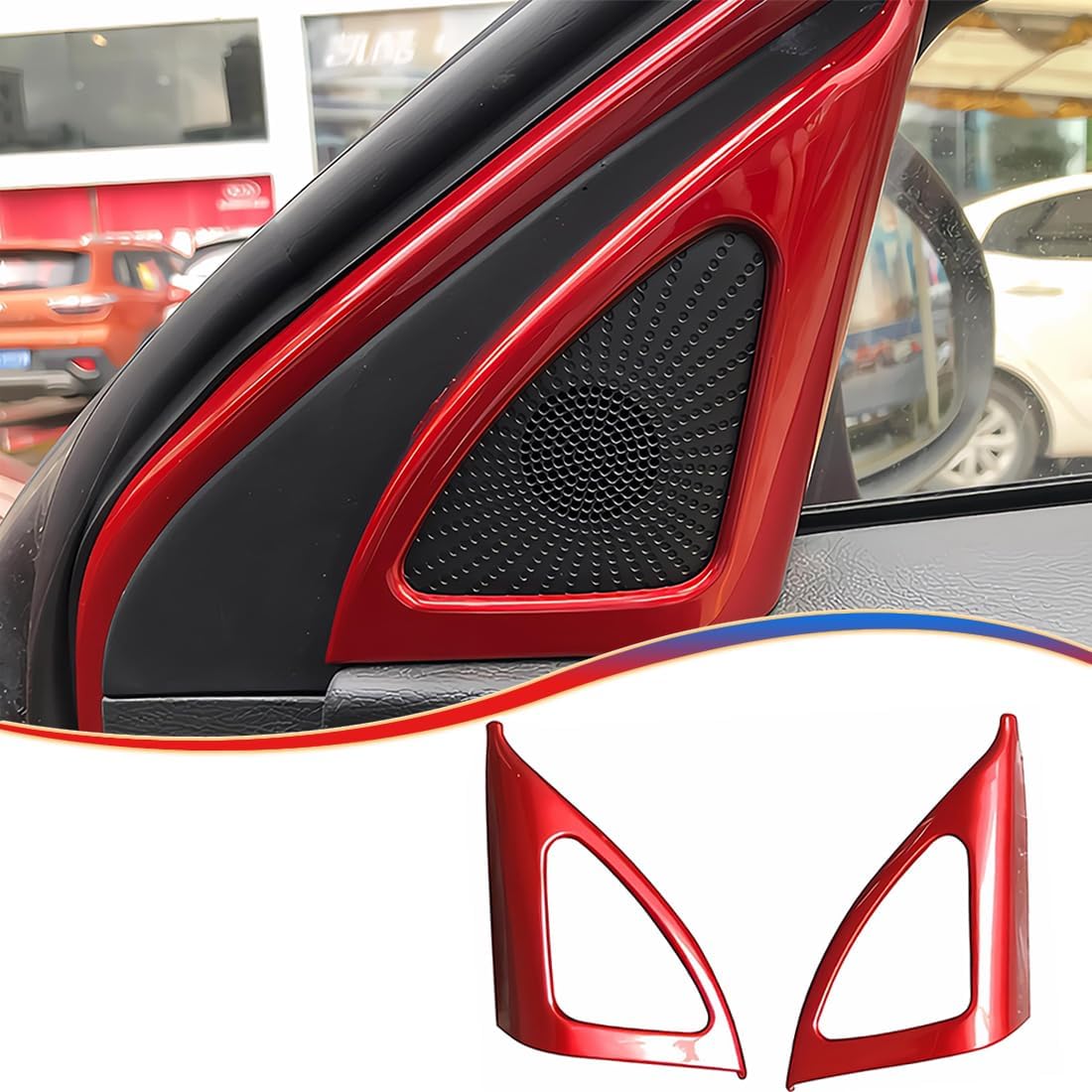 2PCS Car Door Window A Pillar Speaker Cover Trim Frame for Kia Forte 2019-2024 - ABS Carbon Fiber Sport Interior Accessories