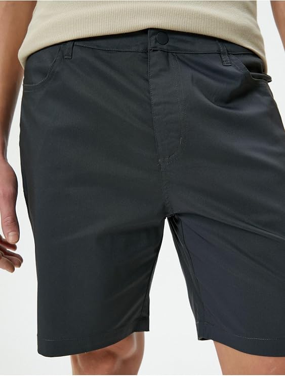 Kumaş Şort Slim Fit Düğmeli Cep Detaylı
