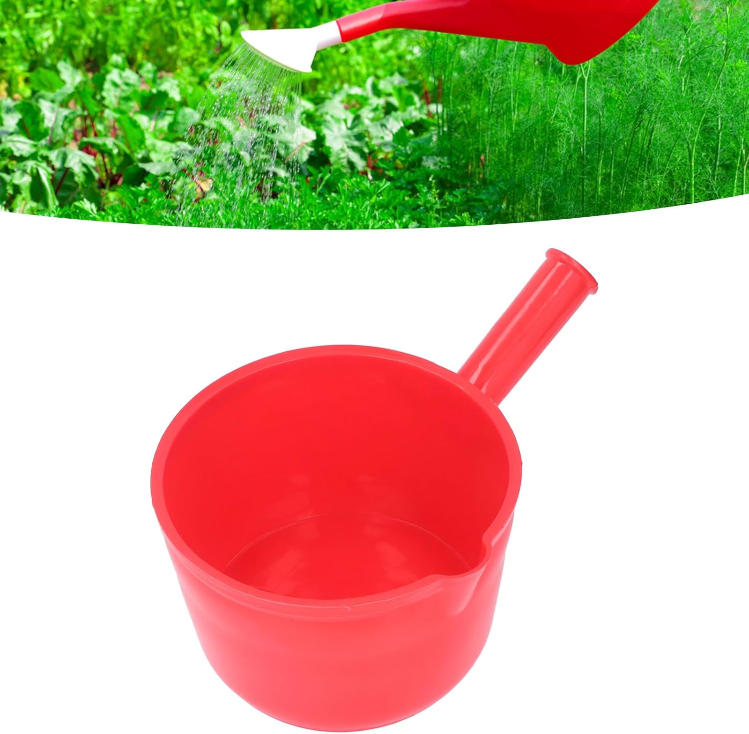 Plastic Water Ladle, Short Handle Water Dipper Larger Capacity Bath Ladle Water Scoop for Kitchen, Garden, Bathroom (Red)