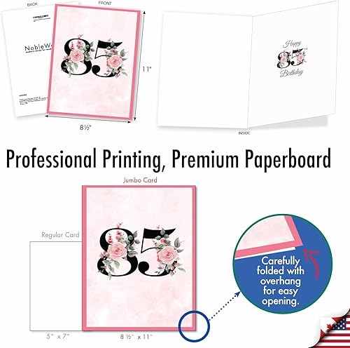 Miniatura 3 de NobleWorks Tarjeta de papel de cumpleaños jumbo 85th Milestone de 8.5 x 11 pulgadas con sobre (paquete de 1) grande Jumbo Floral Age 85 J8263MBG