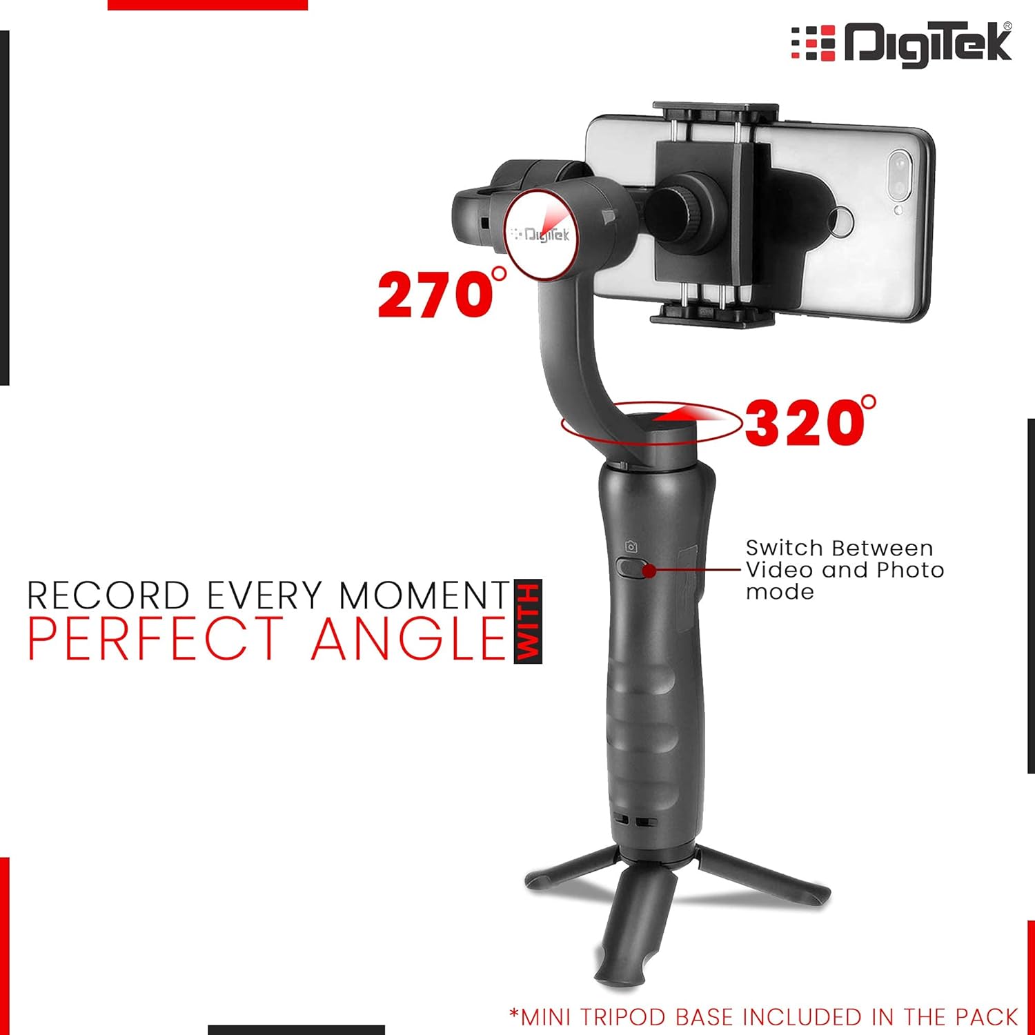 DIGITEK DSG-005 gimbal stabilizer stored in its shock-proof hard carry case.