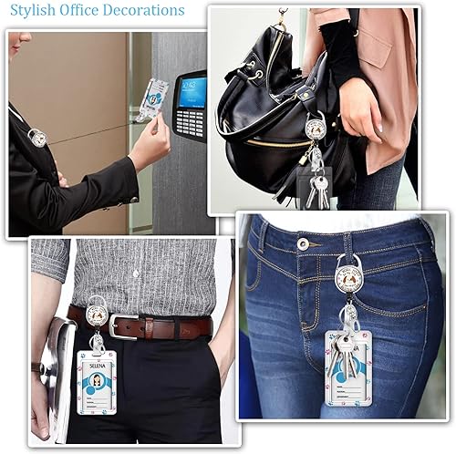 Miniatura 135 de Funny Chicken Badge Holder with Retractable Reel ID Card Badge Case with Carabiner Clip Heavy Duty Vertical Card Name Tag Badge Protector Cover for