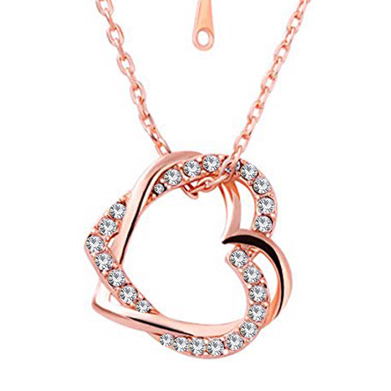 Valentine Gift Fashion Jewellery Rose Gold Plated Double Heart Pendant Necklace Made With Crystal Elements For Girls And Women Pd1000825-image-40
