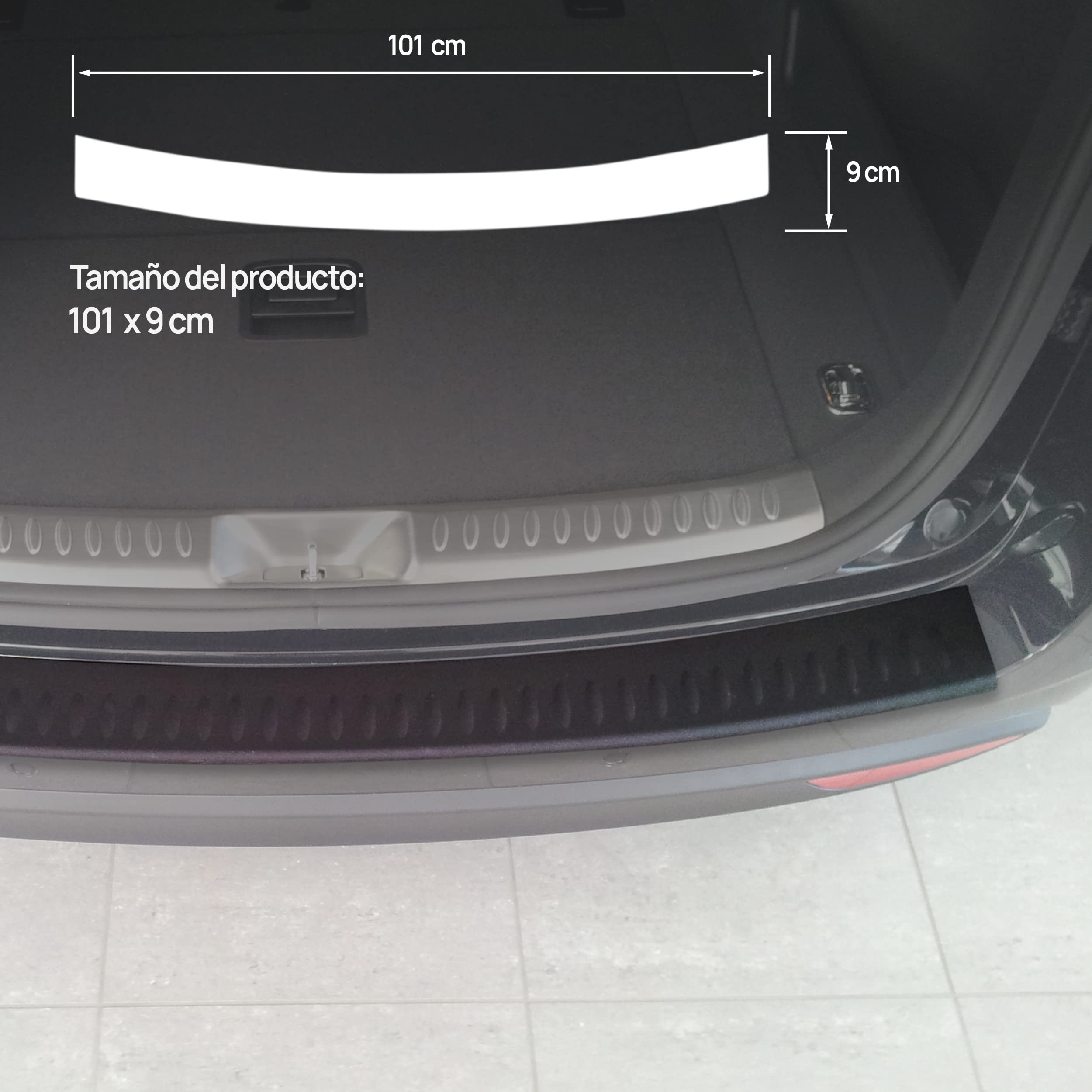 CHROMEMASTER | Protector de Parachoques | Compatible con Hyundai i40 Familiar SW 2011-2019 | Poliuretano plástico, Negro Mate | Tira Protectora Protege la Pintura del Parachoques Trasero de Daños