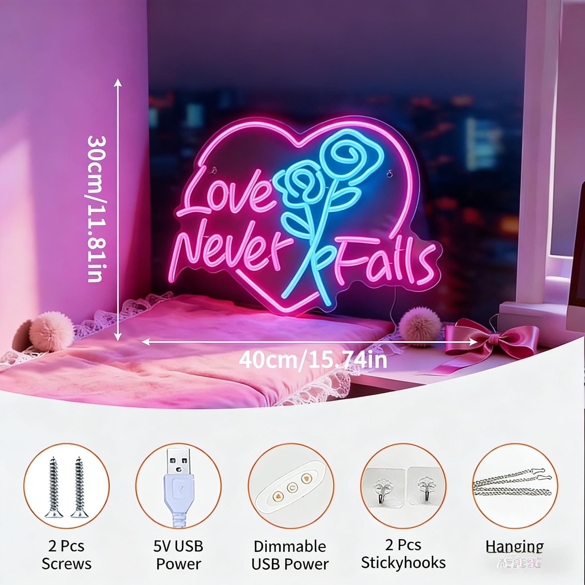 Amazon.co.jp: Neonawallネオンライトサインルーム装飾(Love never