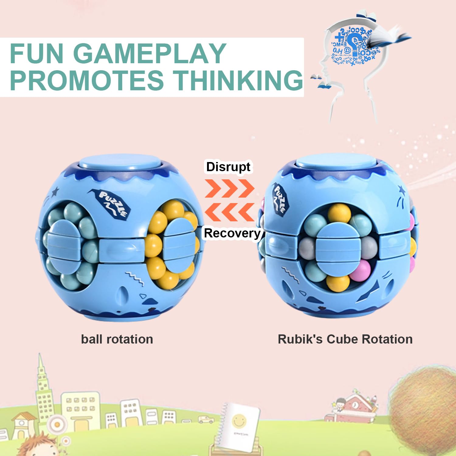 2 Piezas Frijol Mágico, Juguetes educativos de Frijol Mágico, Cubo Giratorio de Frijol Mágico, Juguete de Rompecabezas de Frijol Mágico, Creativos Magic Bean para Niños Niños y Niñas