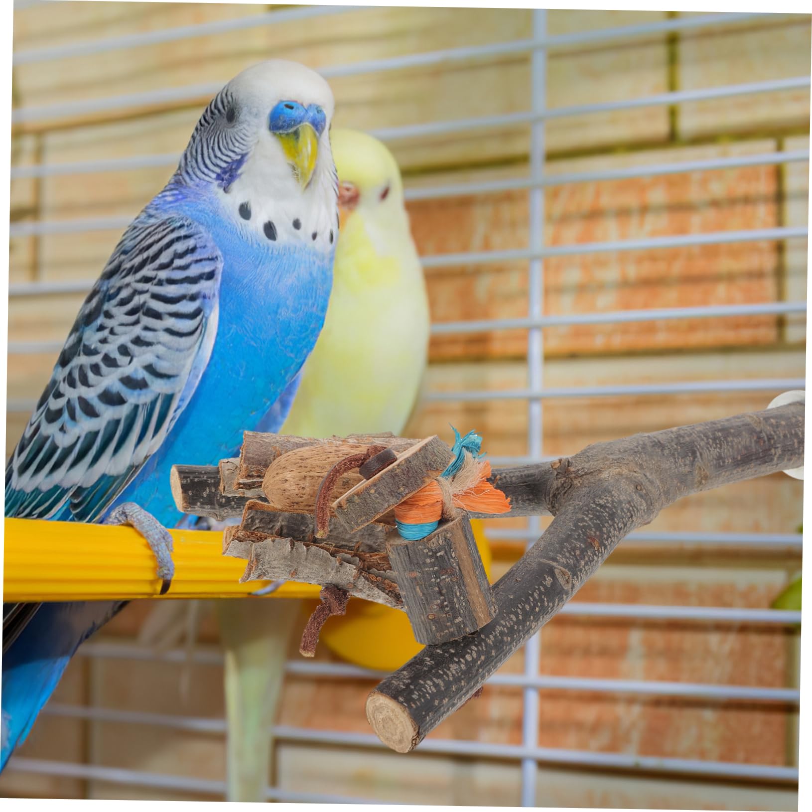 minkissy 4pièces Perchoir pour Oiseaux avec Plateforme Support Naturel pour Perroquets Perruches Et Oiseaux De Compagnie Facile à Installer Et